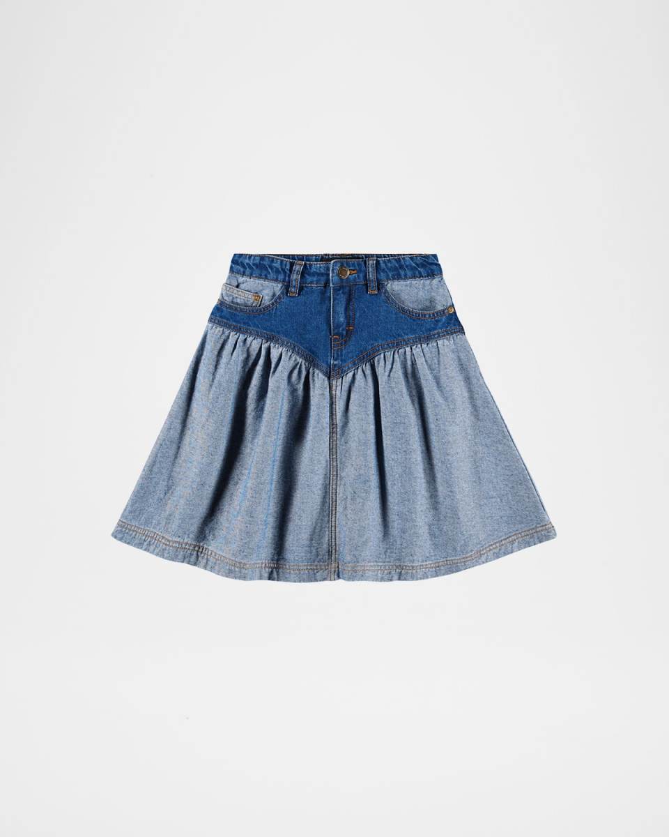Girl's Becca Two-Tone Denim Mini Skirt, Size 7-16